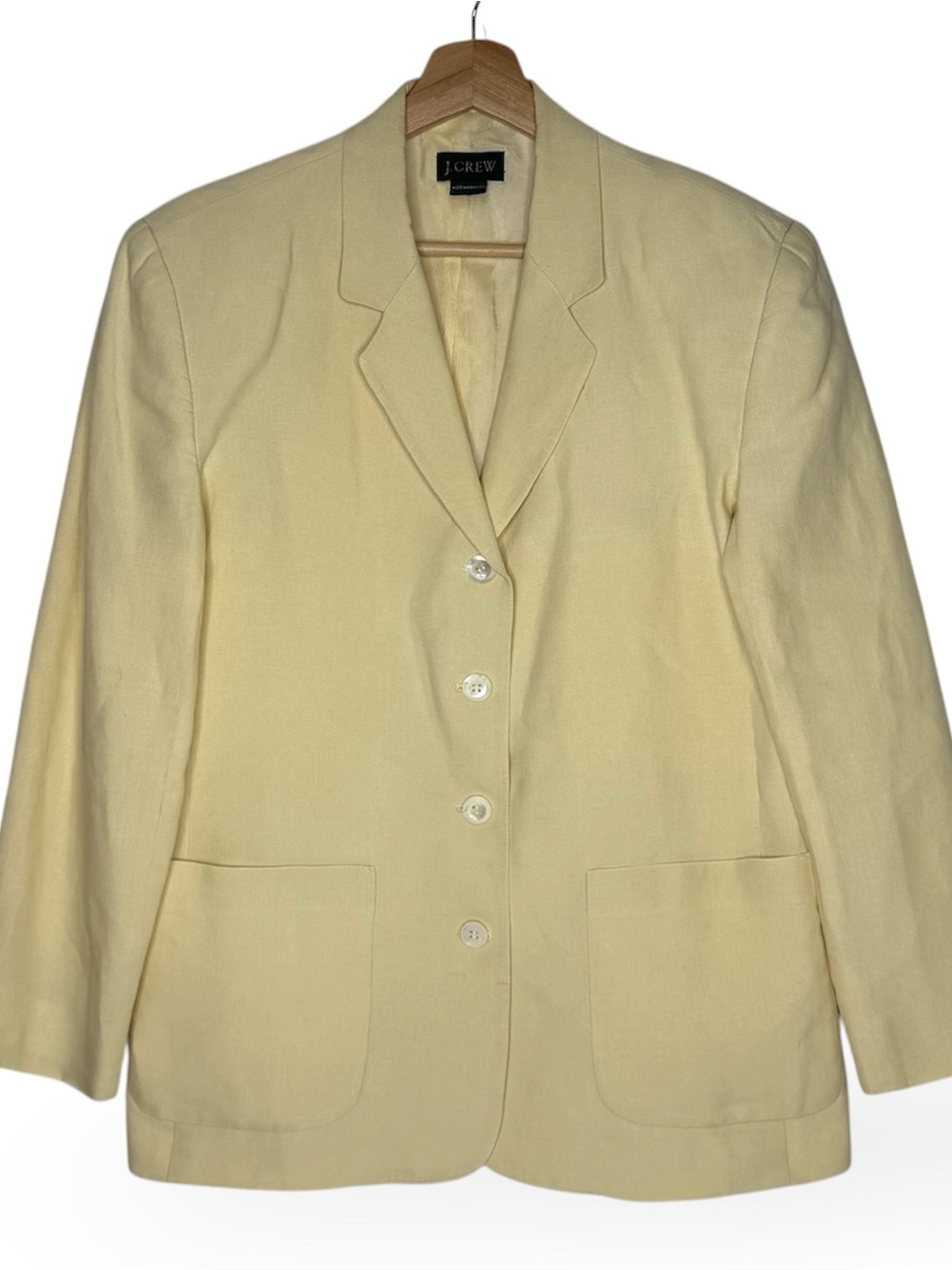 J. Crew Womens Sz 4 Blazer 100% Linen Jacket Butter Yellow Cream Academia Career